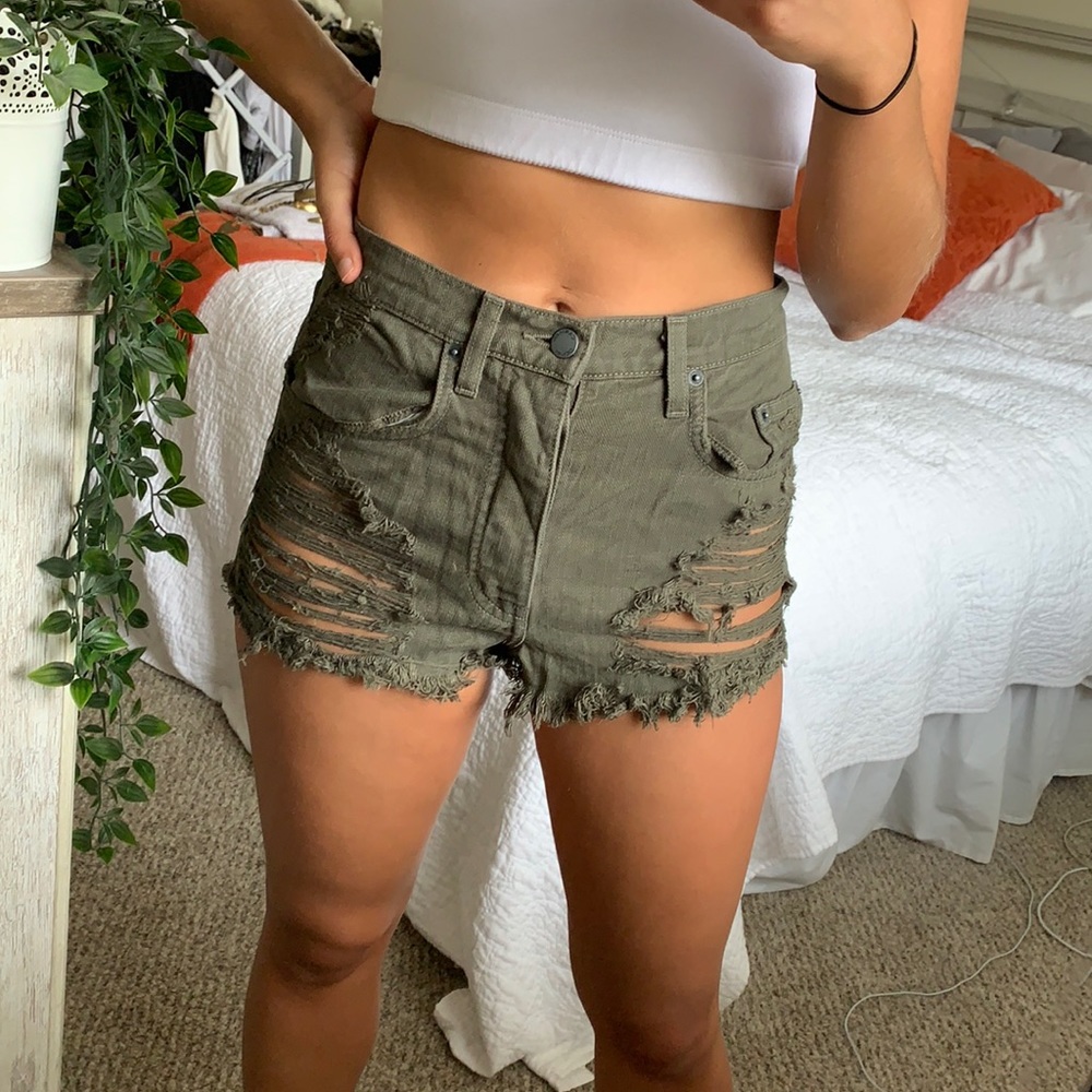 CARMAR Army/ Olive Green Jean Shorts, Size 25